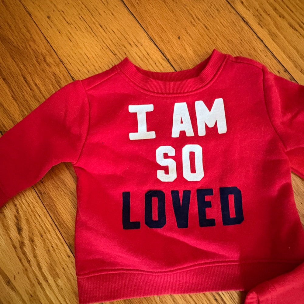 Never worn 0-3 mth Red 'I Am So Loved' Sweatshirt